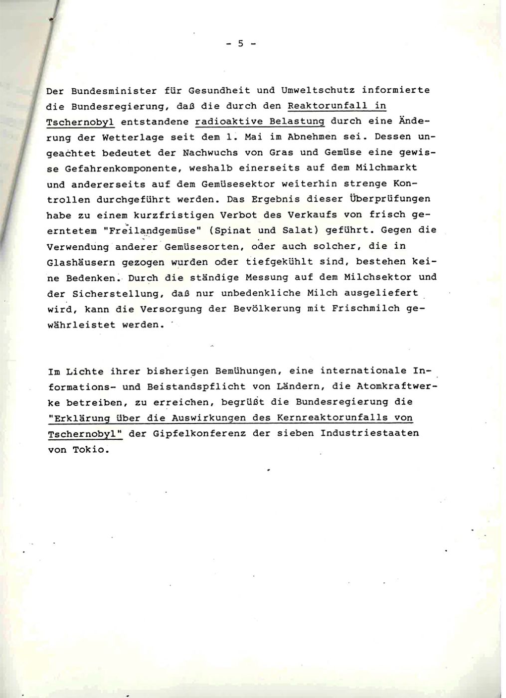 Ministerratsprotokoll Tschernobyl