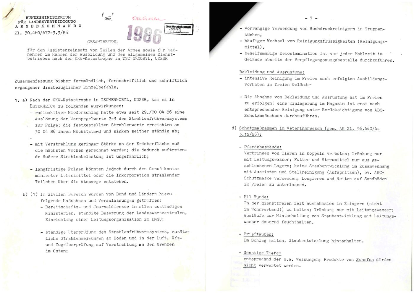 Vorkehrungen Tschernobyl