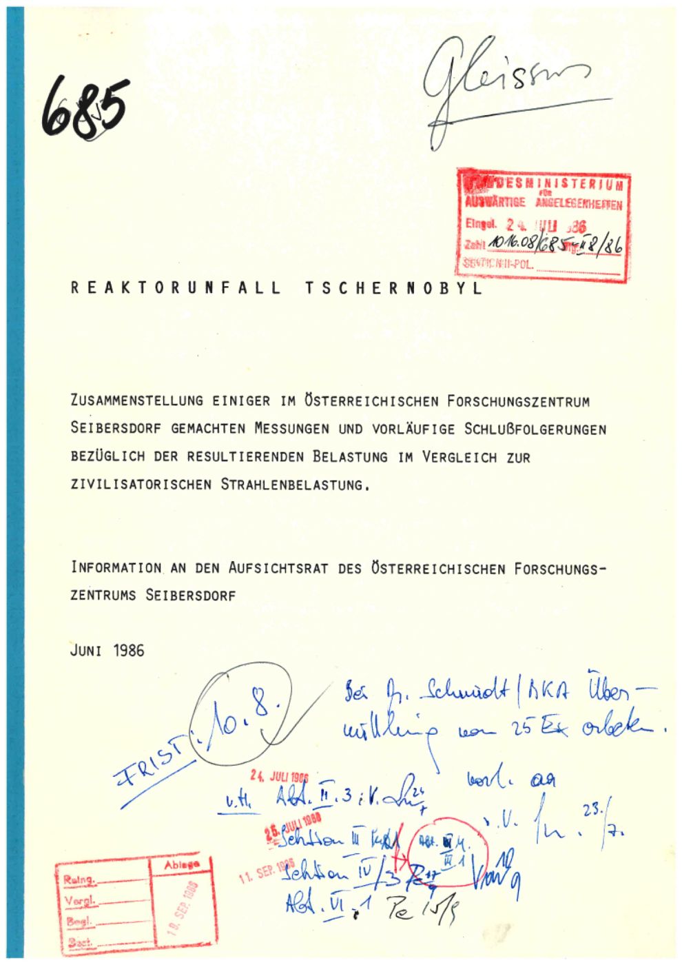 Bericht des Forschungszentrums Seibersdorf zu Tschernobyl