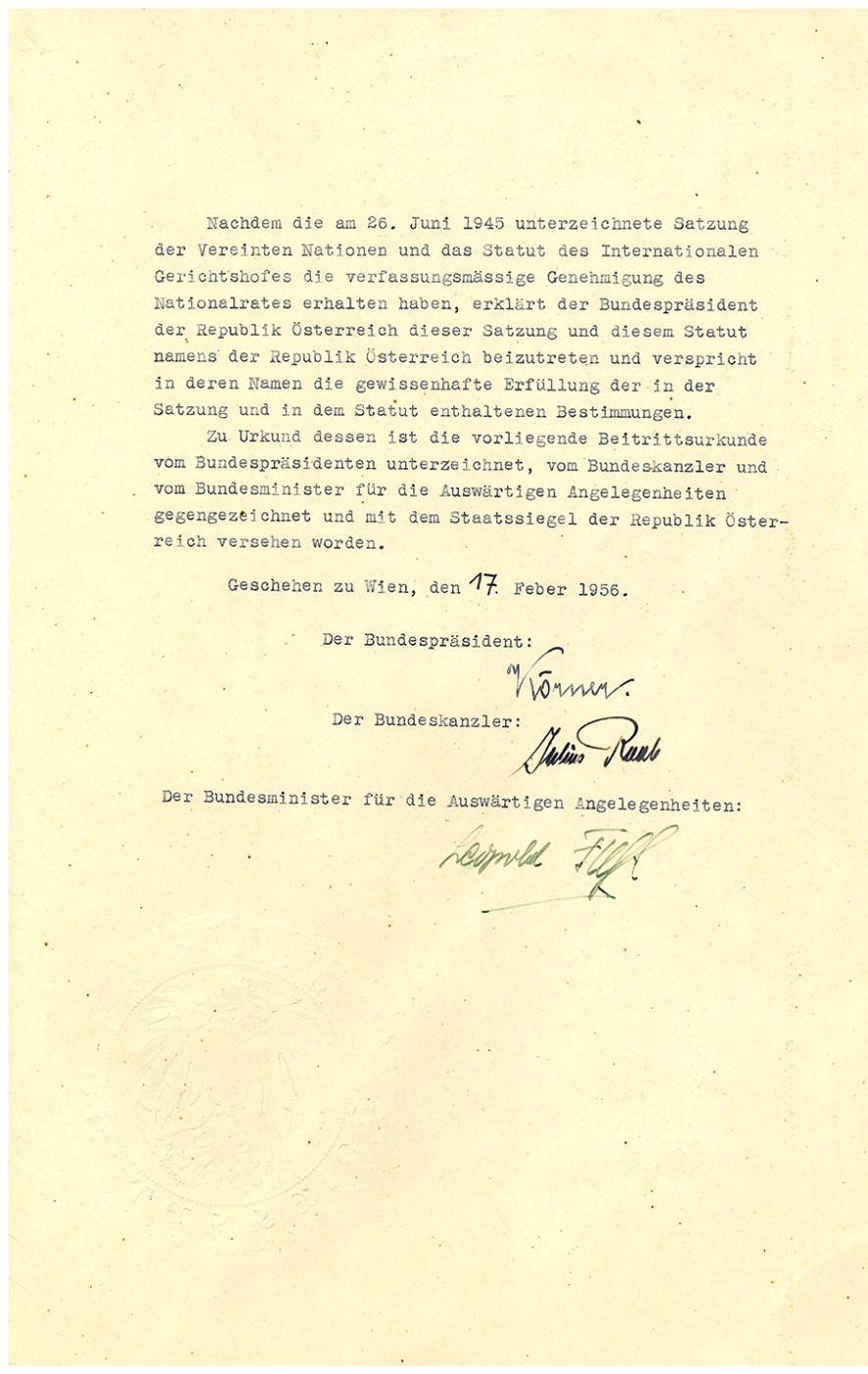 Beitrittsurkunde UNO