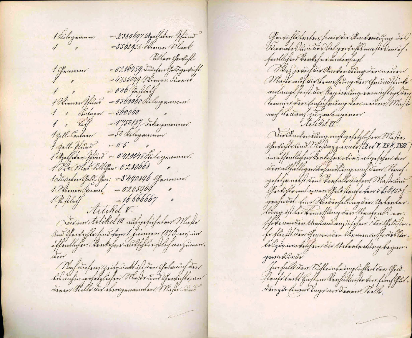 Anordnung zur Anwendung des metrischen Systems