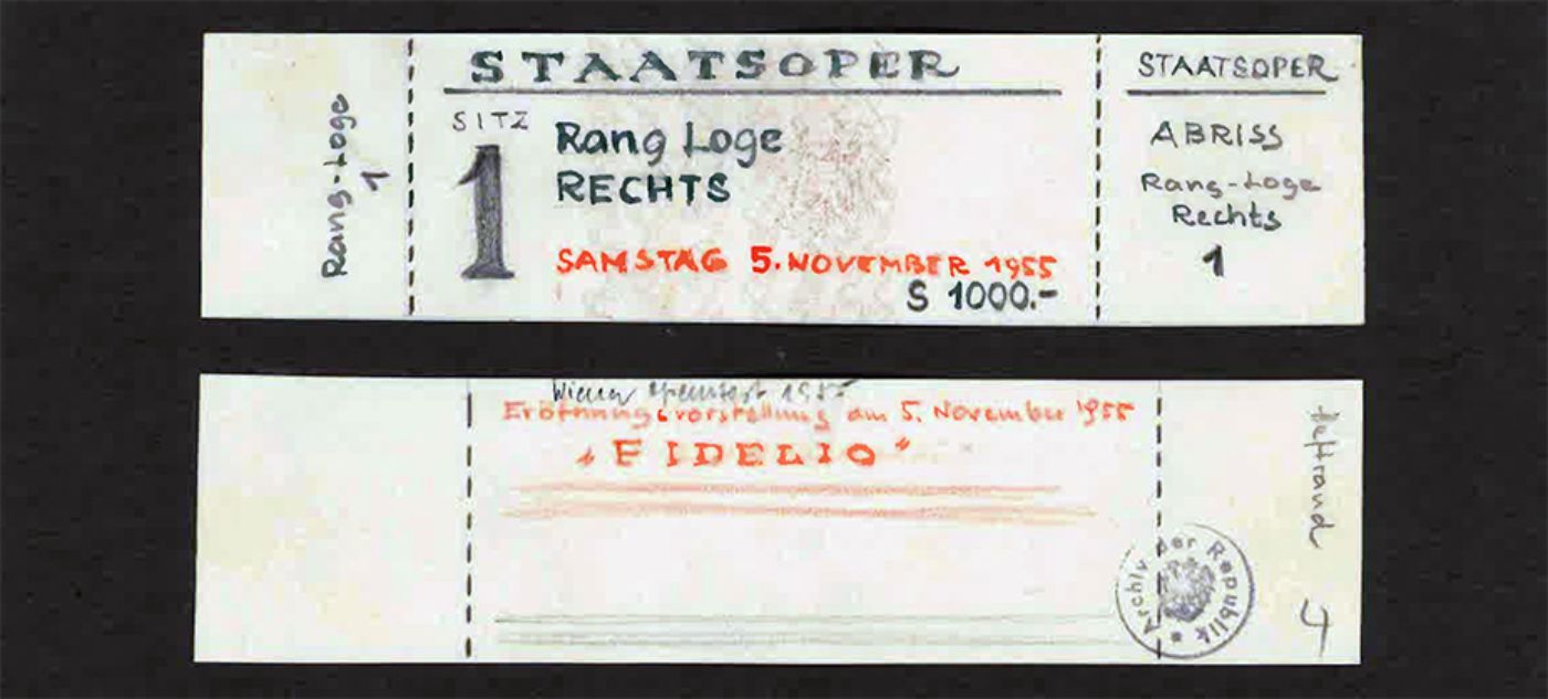 Eröffnung der Staatsoper 1955. Ticket