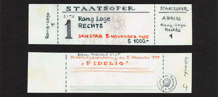Eröffnung der Staatsoper 1955. Ticket von der Eröffnung