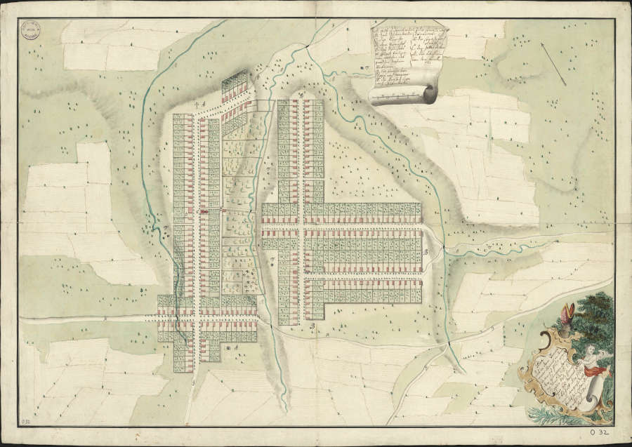 Plan des Kolonistenortes Guttenbrunn im Banat, 1767